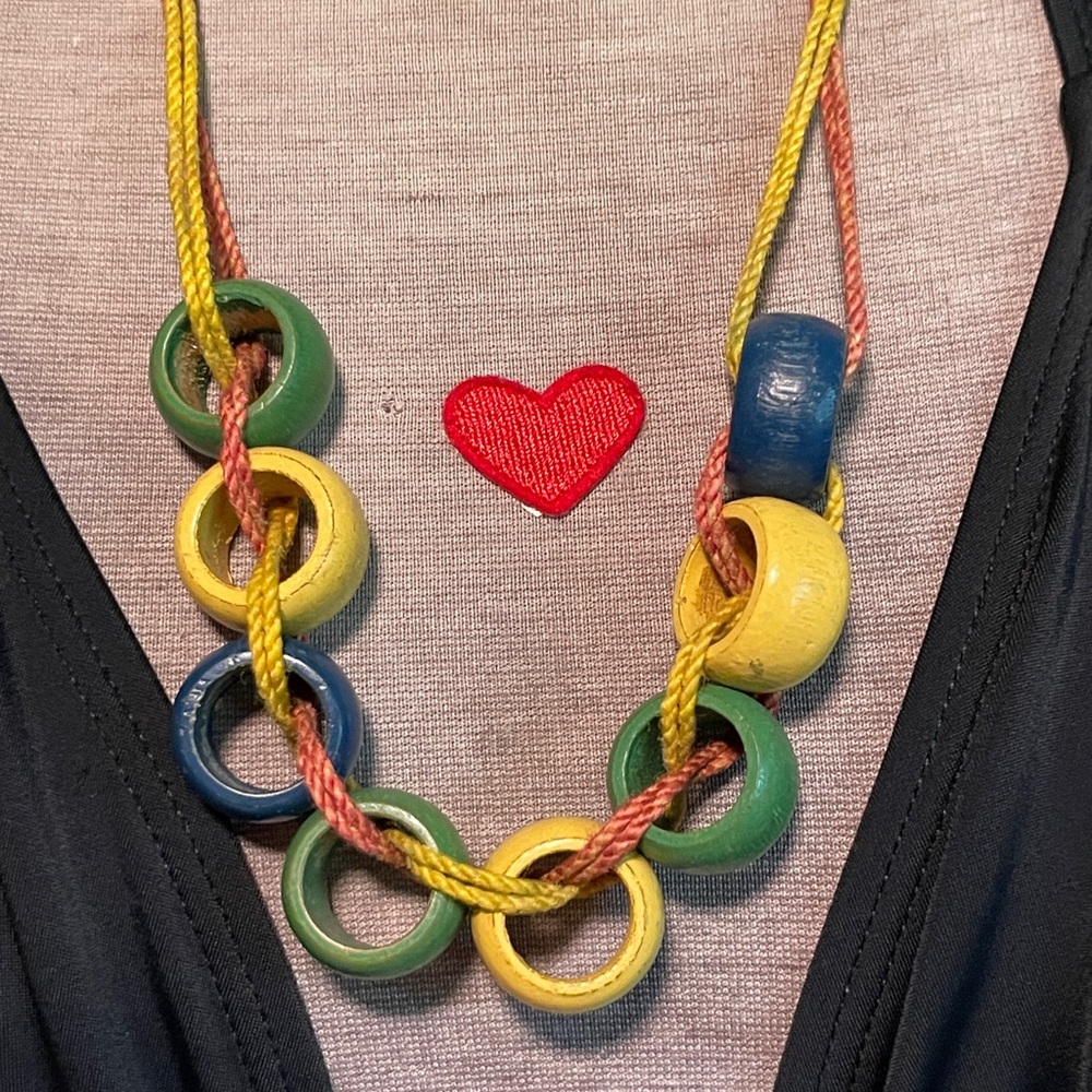 Vintage Wooden Bead String Necklace